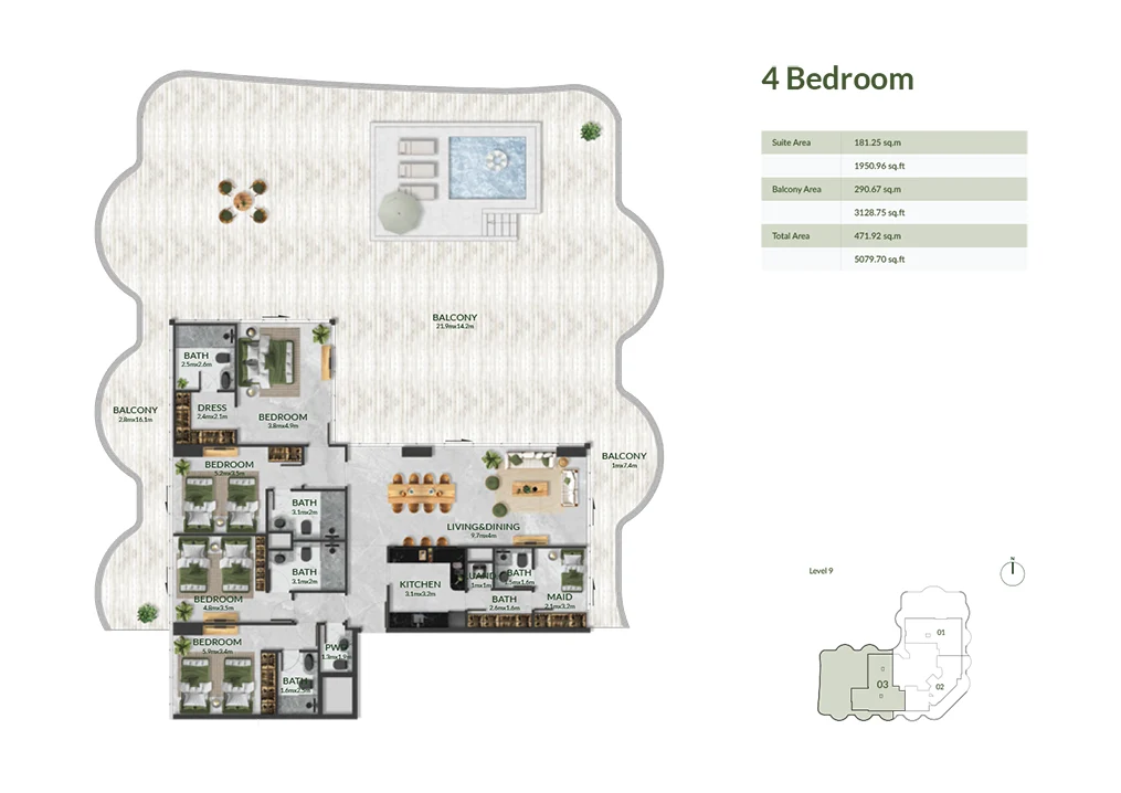 4 bedroom penthouse of aqua maya
